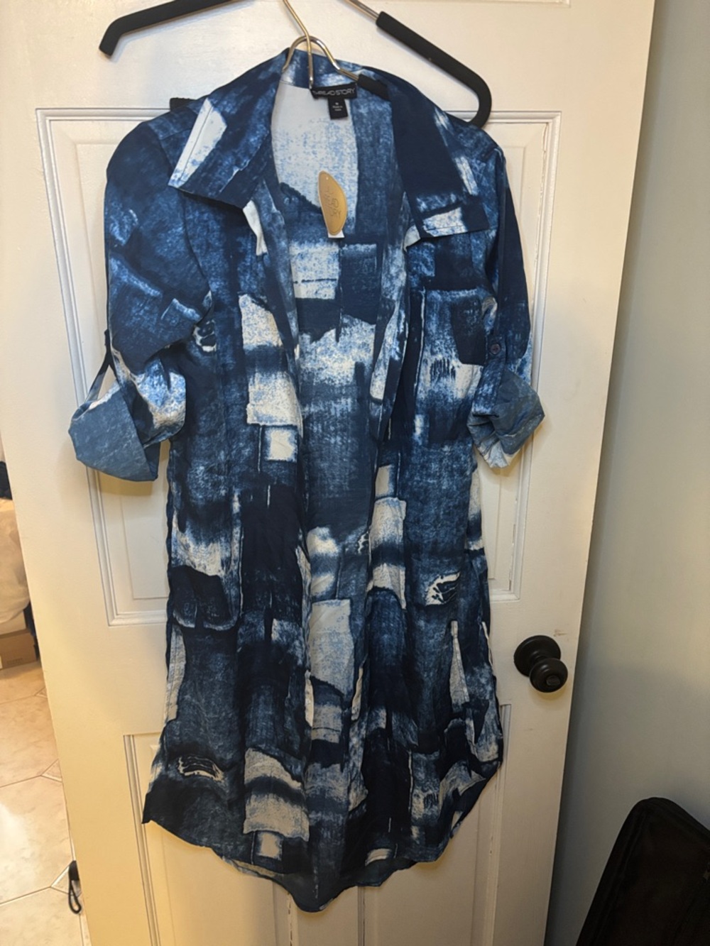 Chalet Story Blue Button-Down Shirt Dress